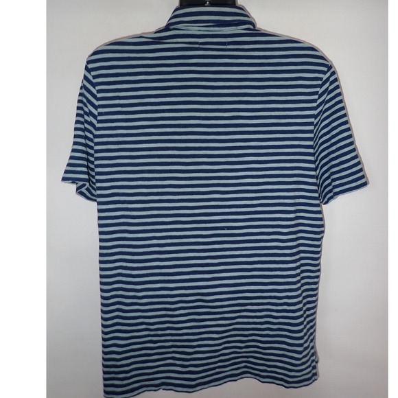 Boden Mens XL Blue Striped Short Sleeve Polo Shirt Cotton Chest Pocket Casual - Picture 3 of 4